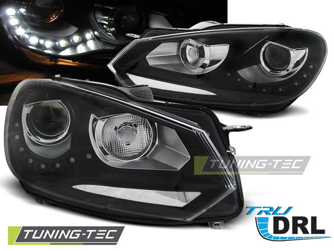 Koplampen dagrijlicht VW GOLF 6 10 08-12 ZWART TRU DRL