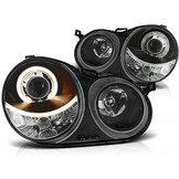 Koplampen dual halo rims geschikt voor VW POLO 9N 11 01-04 05 ANGEL EYES ZWART