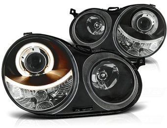 Koplampen dual halo rims VW POLO 9N 11 01-04 05 ANGEL EYES ZWART