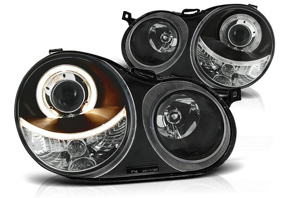 Koplampen dual halo rims VW POLO 9N 11 01-04 05 ANGEL EYES ZWART