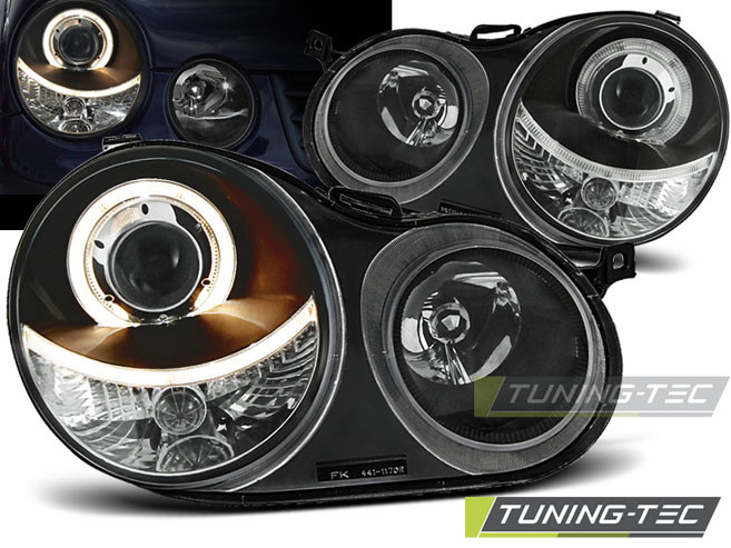 Koplampen dual halo rims VW POLO 9N 11 01-04 05 ANGEL EYES ZWART