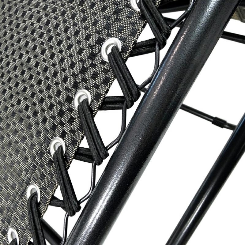 Opvouwbare tuin ligstoel - met hoofdsteun en cupholder - grijs