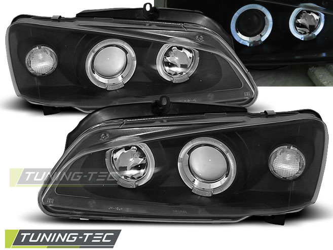 Koplampen dual halo rims PEUGEOT 106 08 96-03 ANGEL EYES ZWART