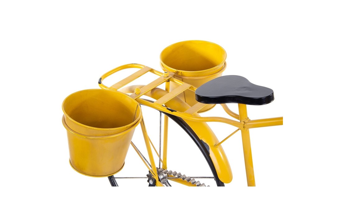 Bloemenstandaard gele fiets - 3 bloempotten