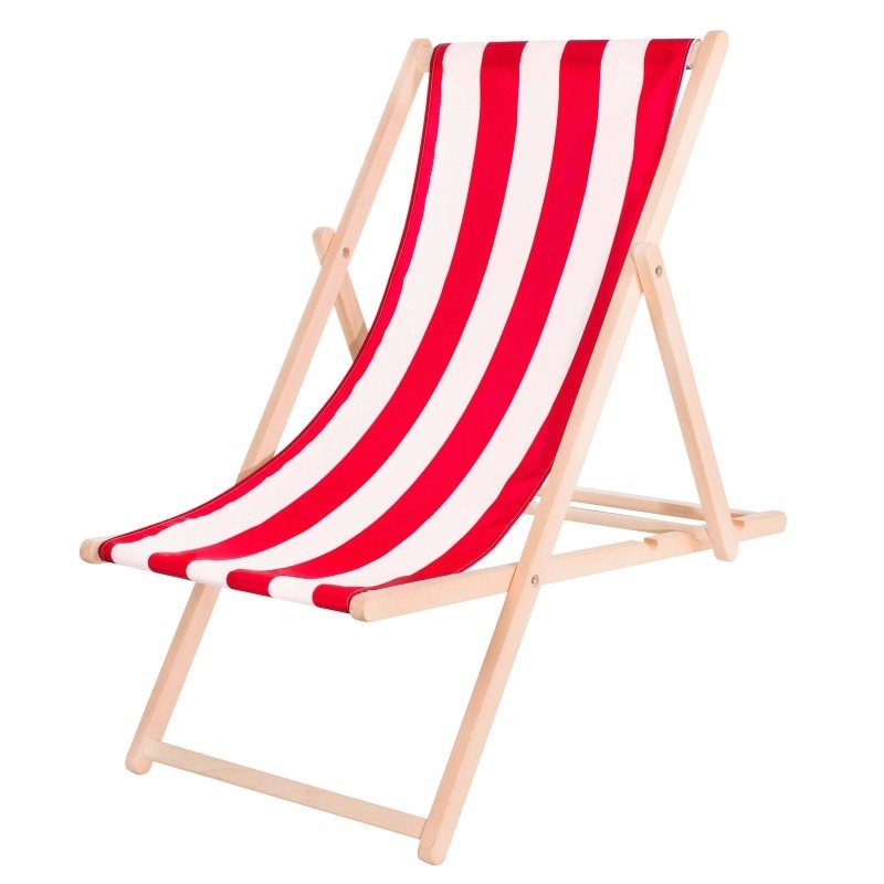 Reis Verdampen onze Houten opvouwbare strandstoel - rood-wit gestreept - Vikingchoice.nl