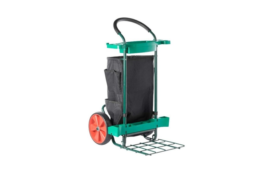 Afval trolley kar - met uitneembare zak en bezemhouder – 104x65x51 cm