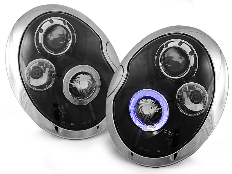 Koplampen dual halo rims BMW MINI (COOPER) 05 01-10 06 ANGEL EYES ZWART