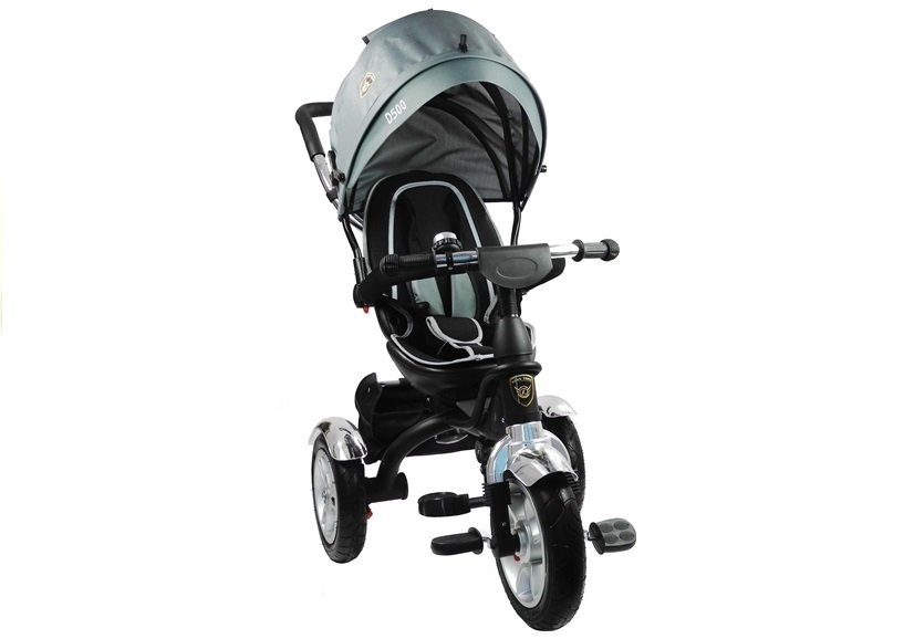Driewieler kinderwagen zilver - met zonnevizier