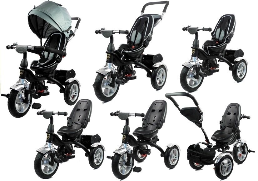 Driewieler kinderwagen zilver - met zonnevizier