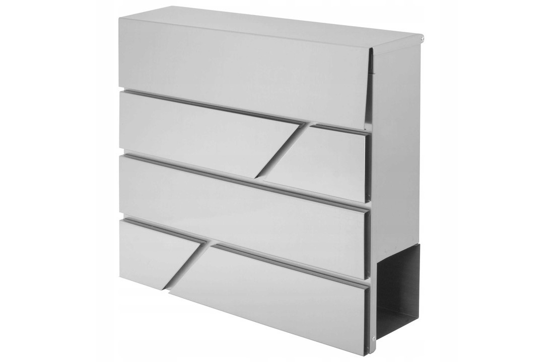 Brievenbus RVS met krantenhouder - 37x36.5x11cm