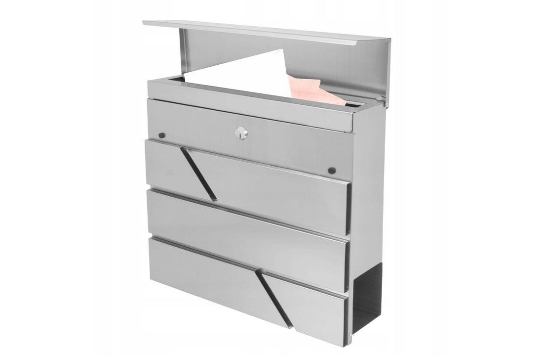 Brievenbus RVS met krantenhouder - 37x36.5x11cm