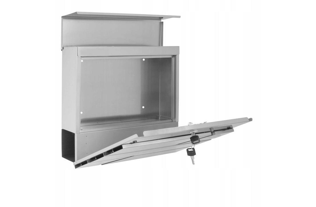 Brievenbus RVS met krantenhouder - 37x36.5x11cm