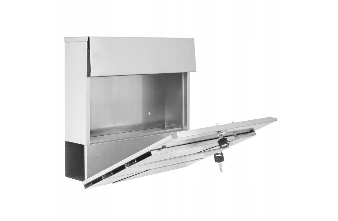 Brievenbus RVS met krantenhouder - 37x36.5x11cm