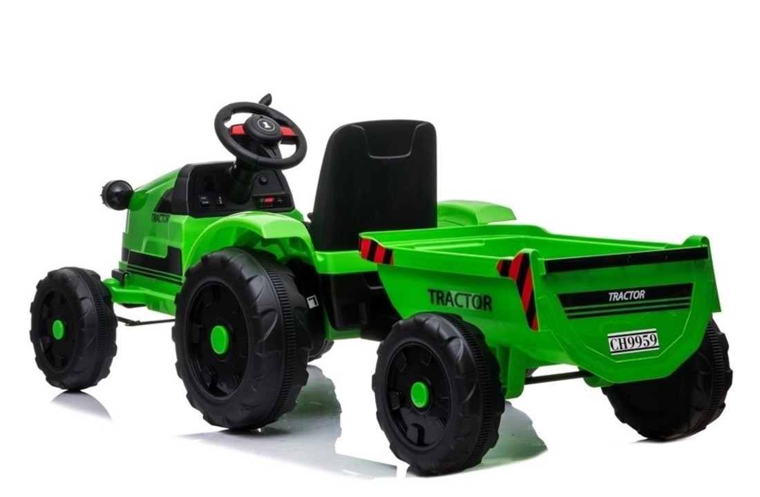 Elektrisch bestuurbare tractor met aanhanger - groen