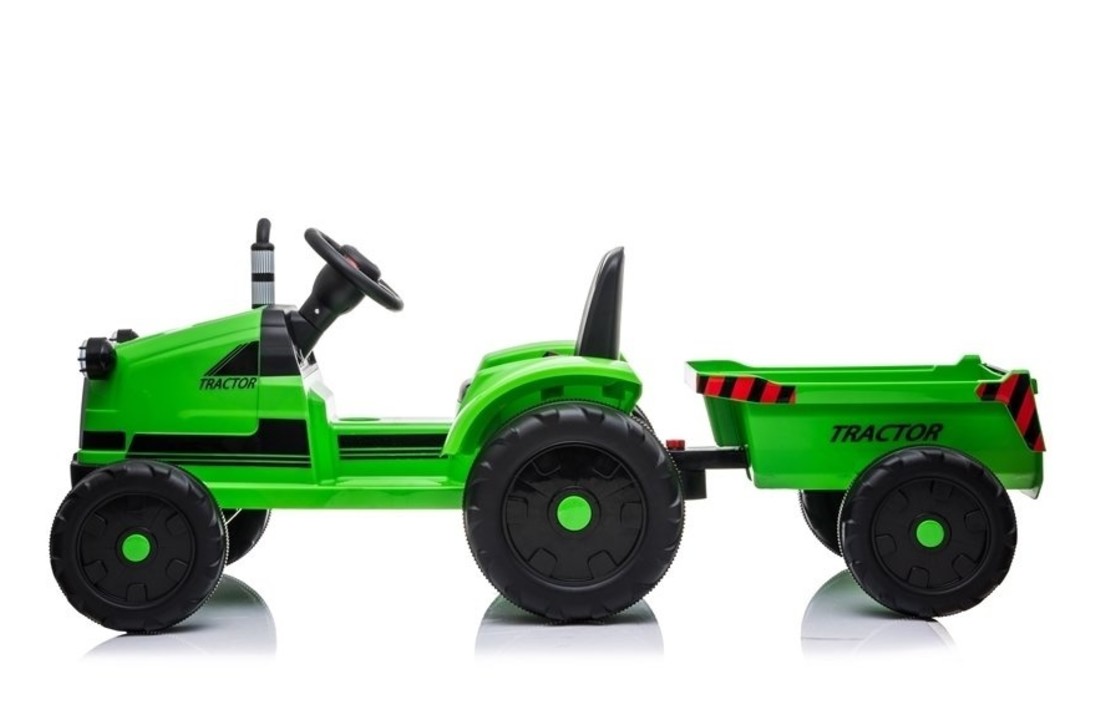 Elektrisch bestuurbare tractor met aanhanger - groen