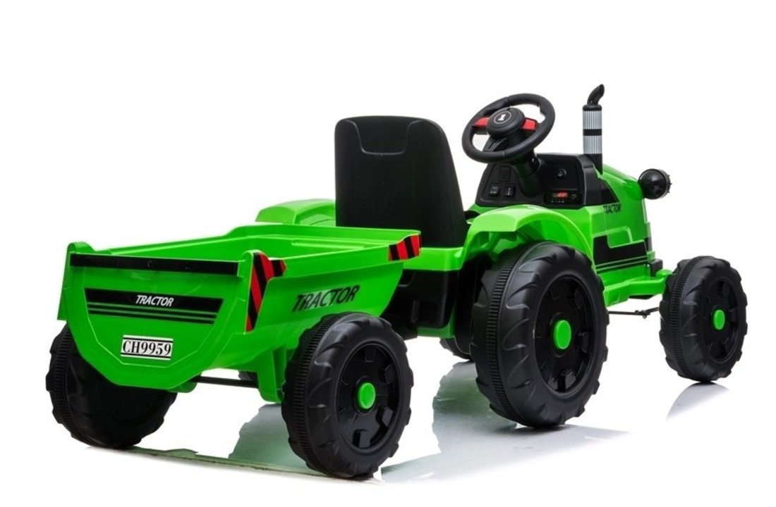 Elektrisch bestuurbare tractor met aanhanger - groen