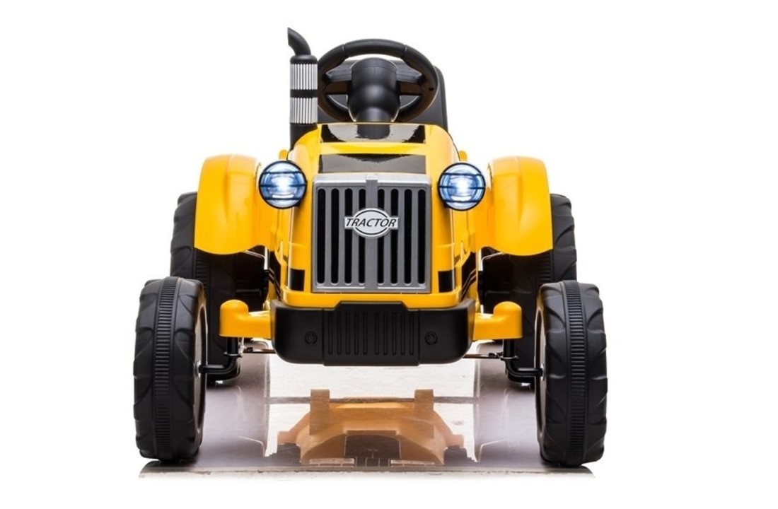Elektrisch bestuurbare tractor met aanhanger - geel
