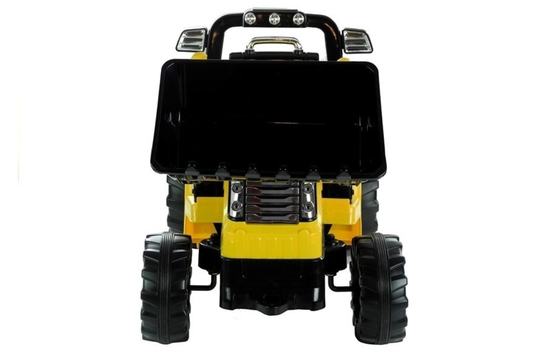 Elektrisch bestuurbare tractor met beweegbare schep arm - geel