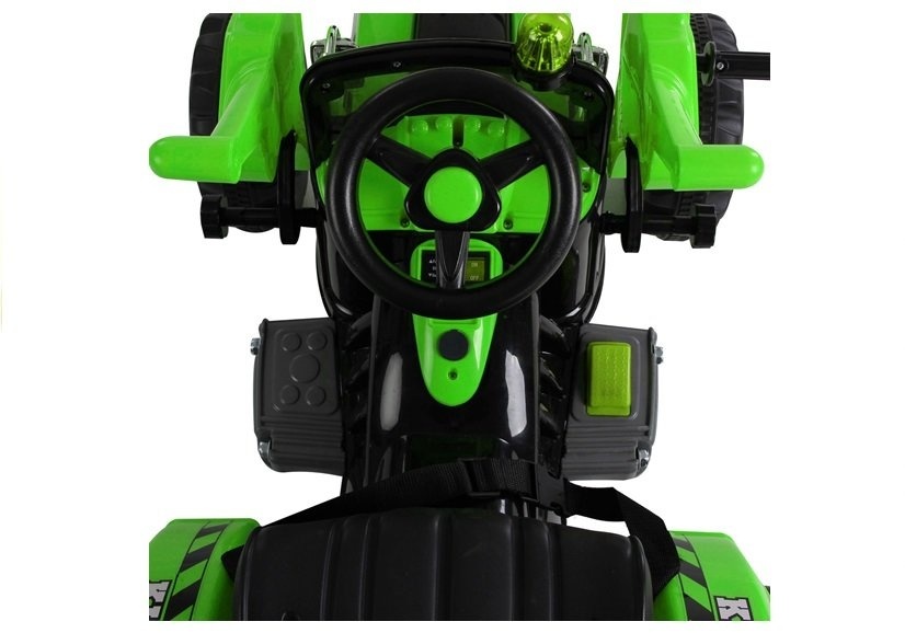 Elektrisch bestuurbare tractor met beweegbare schep arm - groen