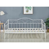 Bedframe 90x200 cm - metaal - wit - met lattenbodem - hartjes