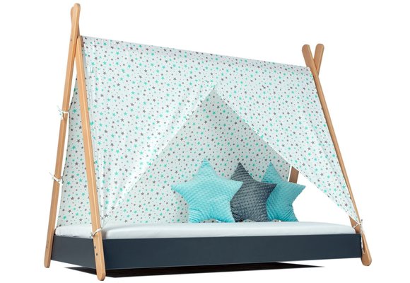 Tentdoek tipibed 180x80cm turqoise sterren