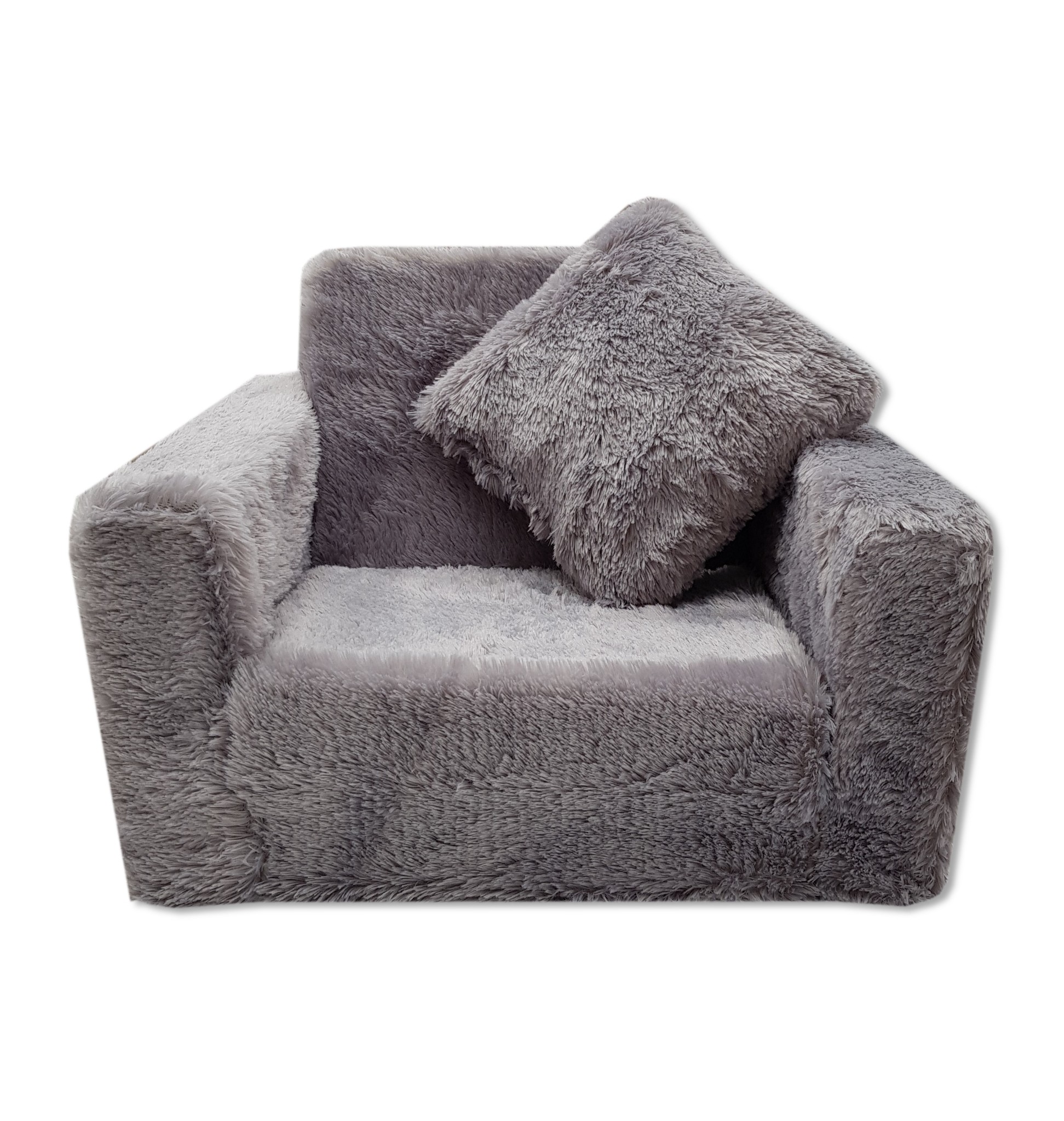 Kinder Slaapbank en logeerbed in één - 50 x 50 x 40 cm - grijs pluche