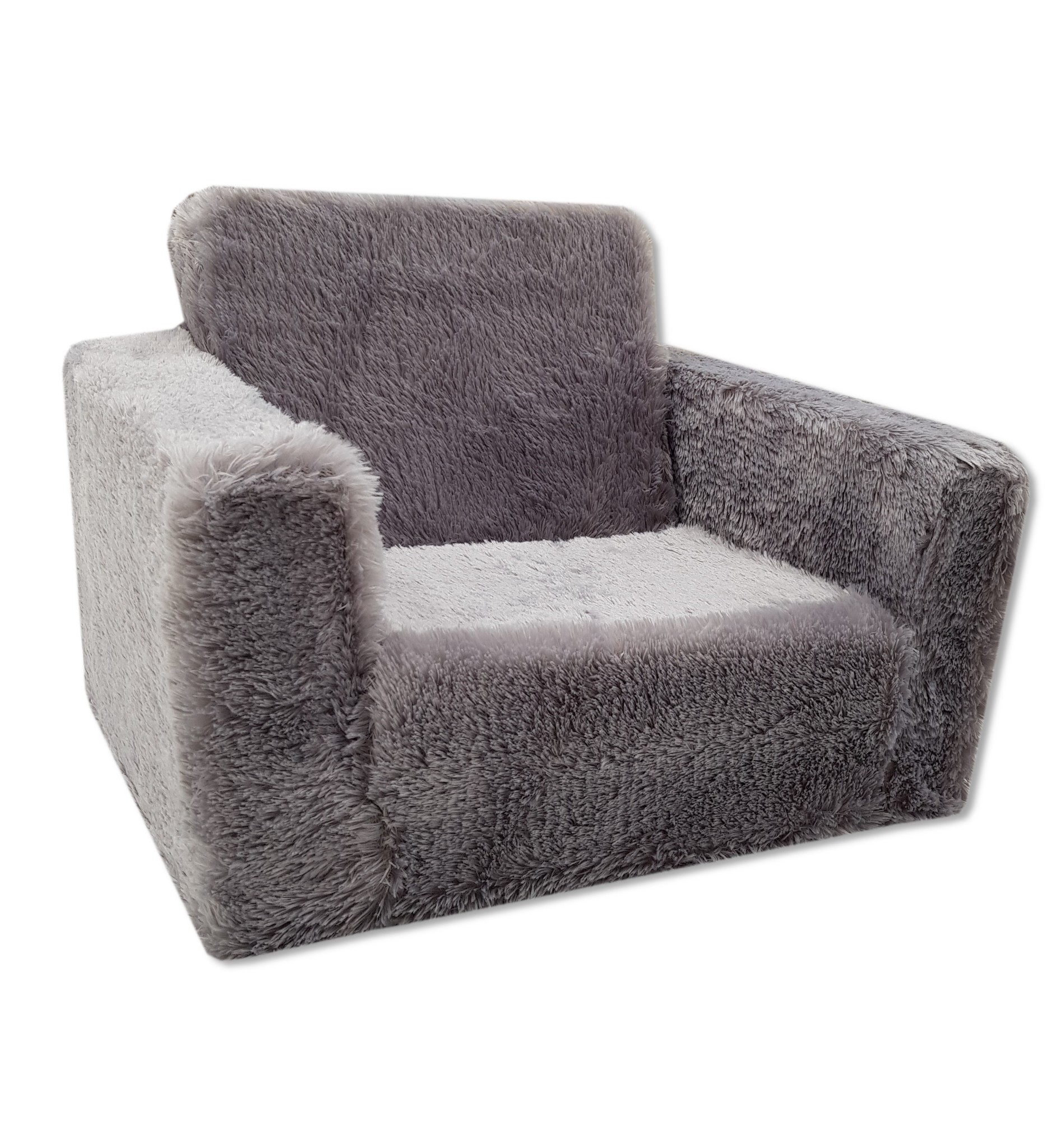 Kinder Slaapbank en logeerbed in één - 50 x 50 x 40 cm - grijs pluche