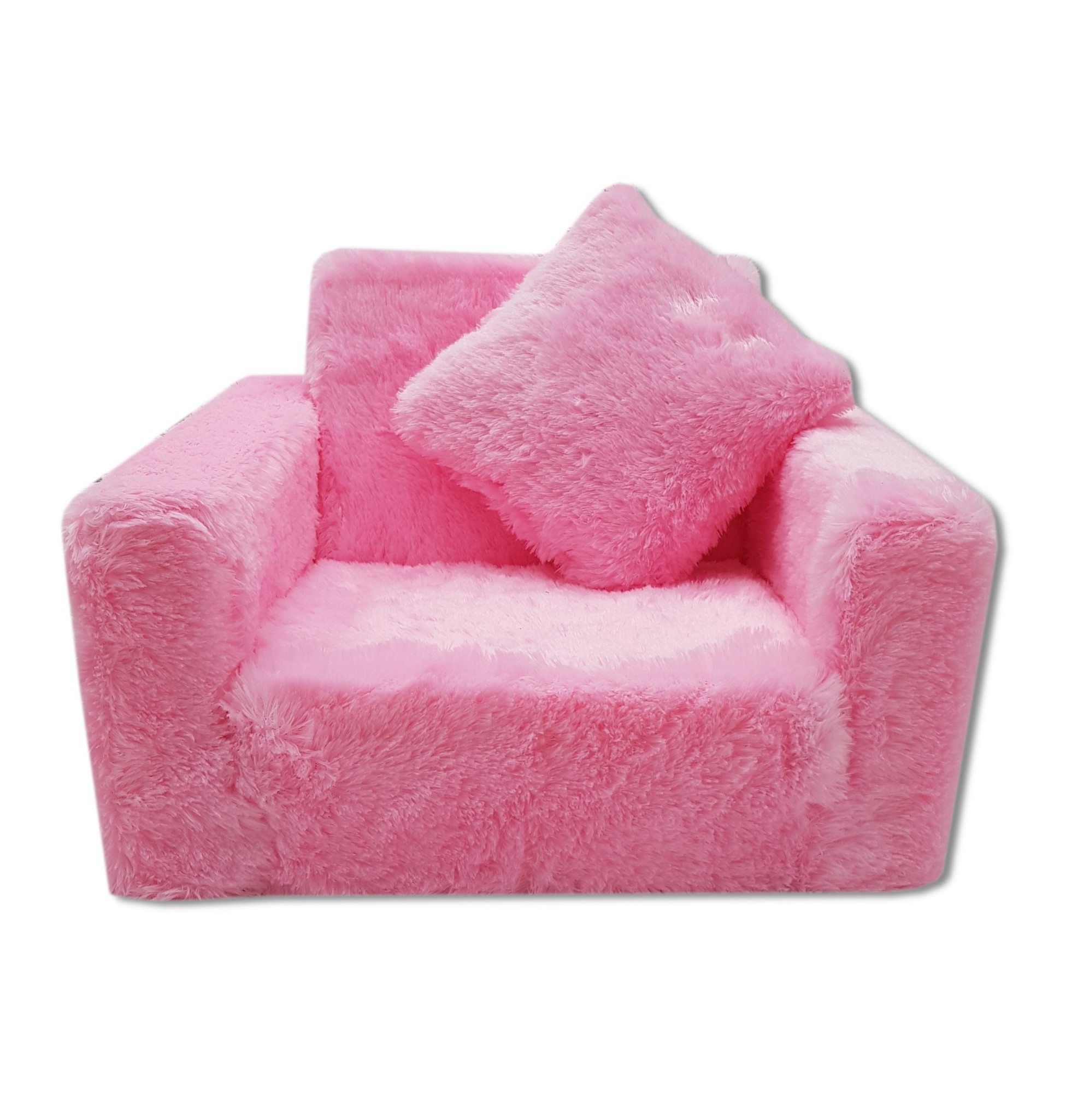 Kinder Slaapbank en logeerbed in één - 100cm x 36cm x 25cm - roze pluche