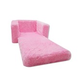 Kinder Slaapbank en logeerbed in één - 100cm x 36cm x 25cm - roze pluche
