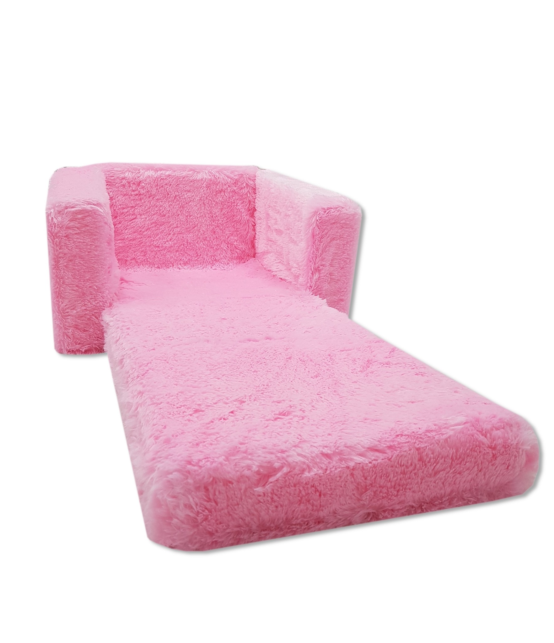 Kinder Slaapbank en logeerbed in één - 100cm x 36cm x 25cm - roze pluche
