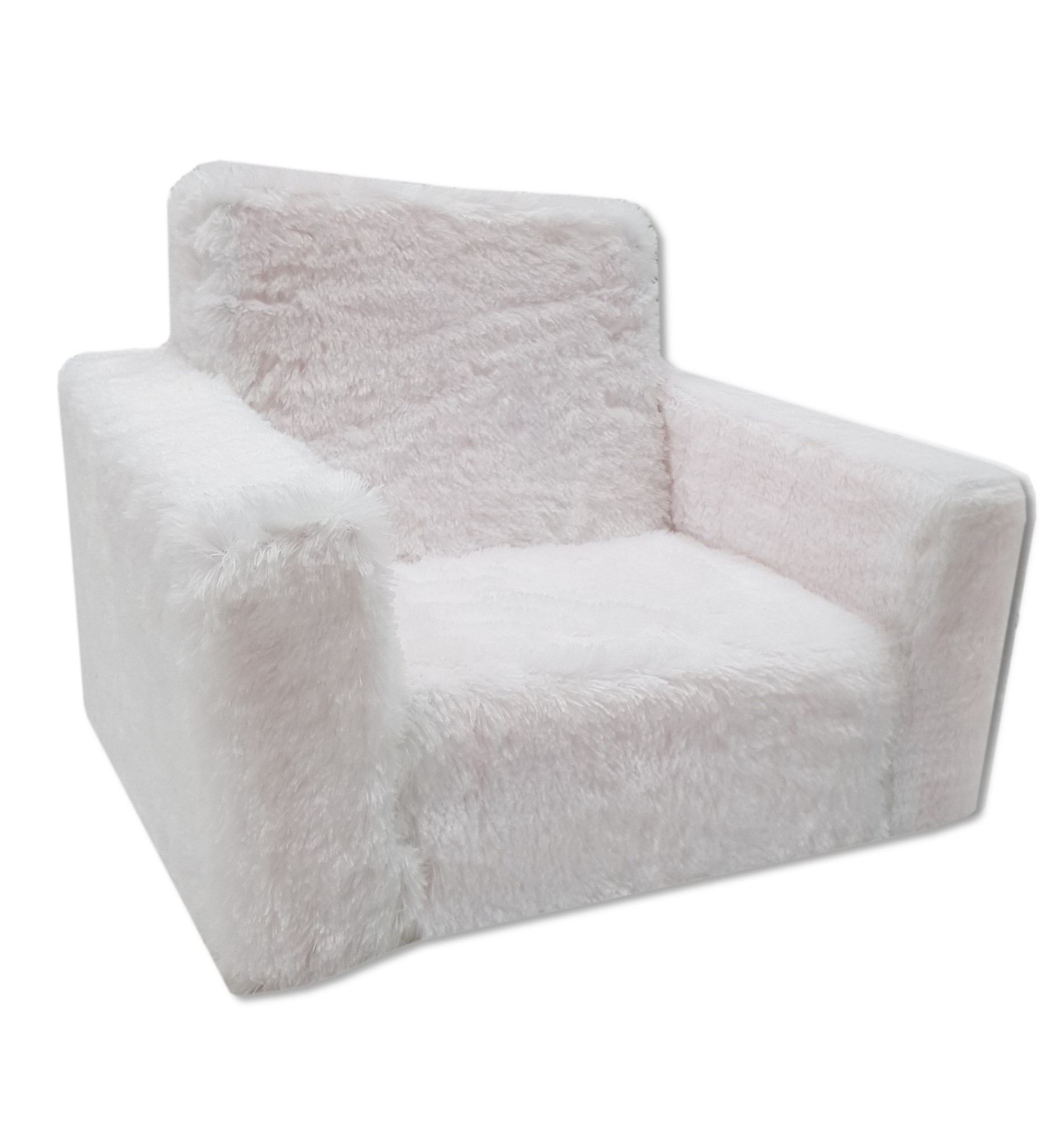 Kinder Slaapbank en logeerbed in één - 100cm x 36cm x 25cm - wit pluche