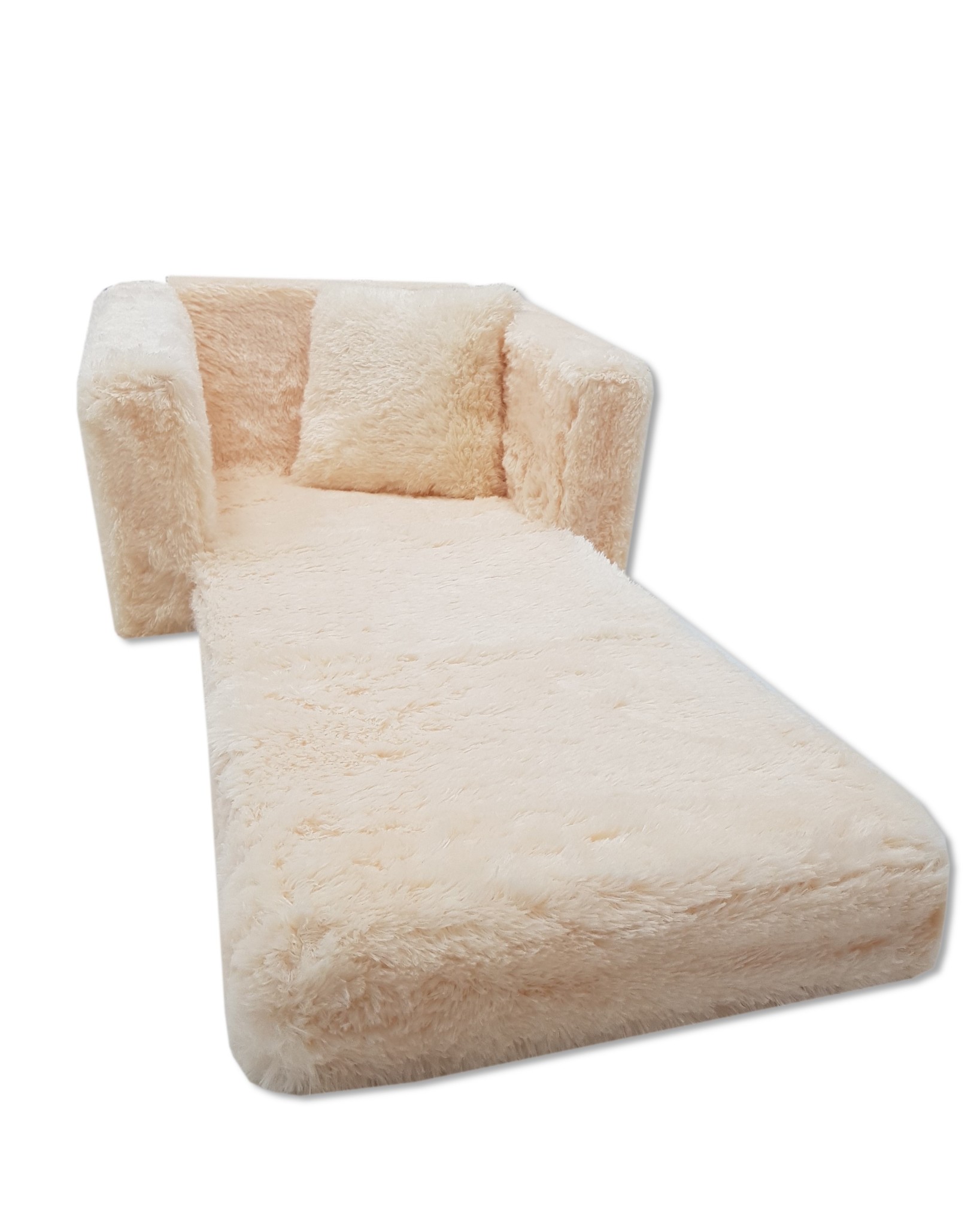 Kinder Slaapbank en logeerbed in één - 100cm x 36cm x 25cm - beige pluche
