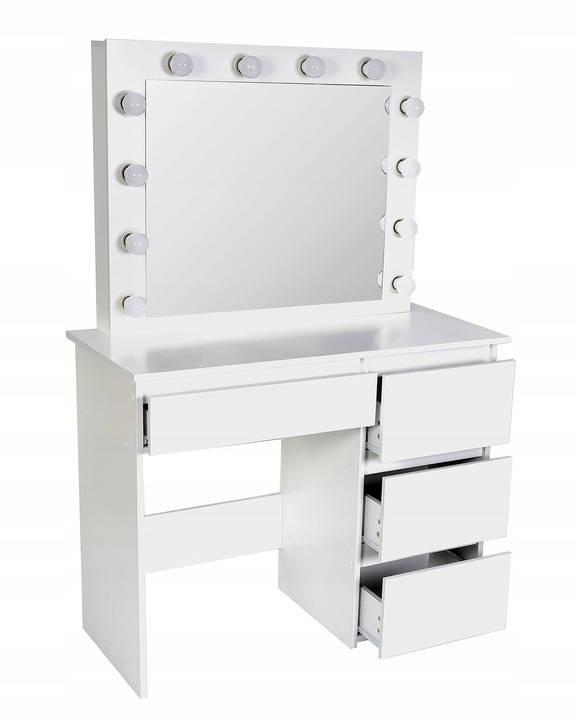 Houten kaptafel - met lades - spiegel - led - usb - stopcontact - 140x94x43cm