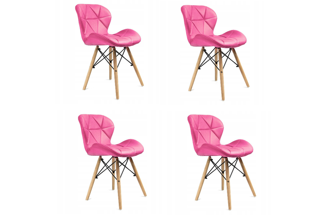 Eetkamer stoelen set van 4 velours roze Scandinavisch design