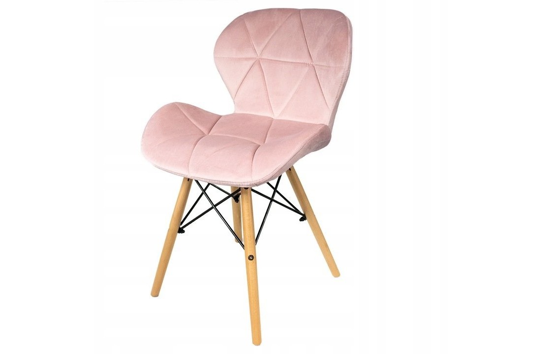 Eetkamer stoelen set van 4 velours lichtroze Scandinavisch design