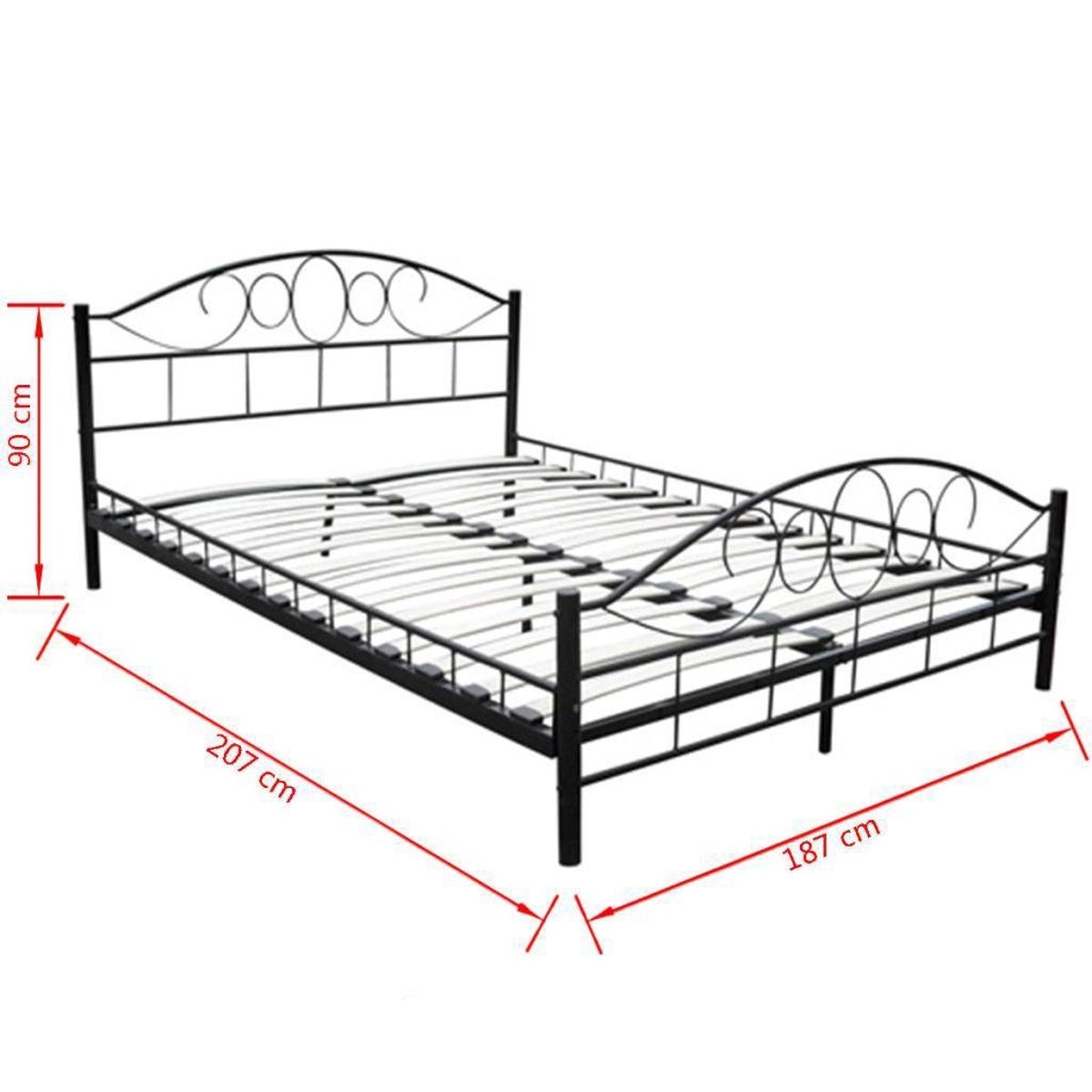 Metalen bedframe met lattenbodem- 180x200 - zwart