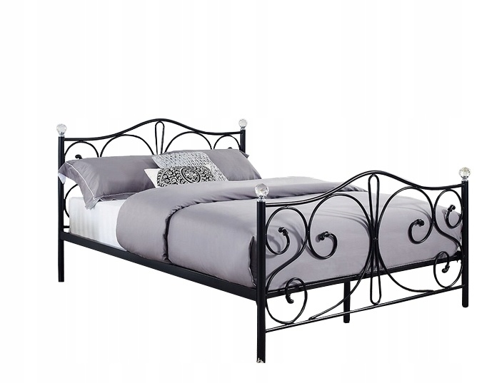 Metalen bedframe met lattenbodem- 140x200-versierd - zwart met kristal