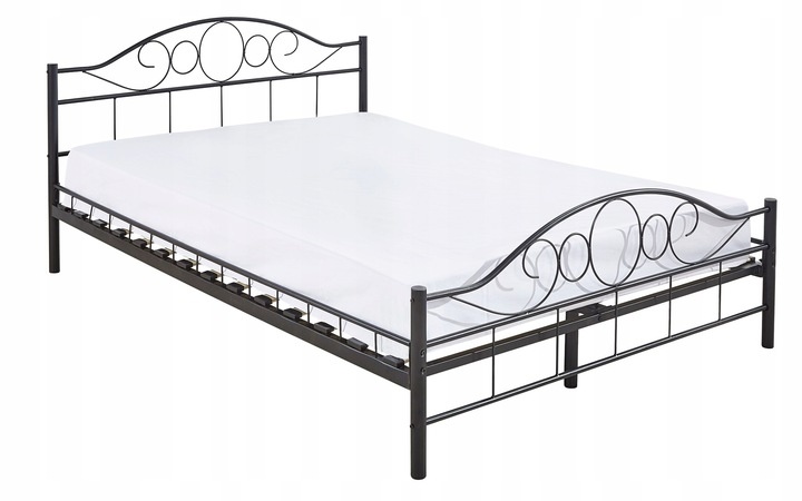 Metalen bedframe met lattenbodem- 120x200-versierd - zwart
