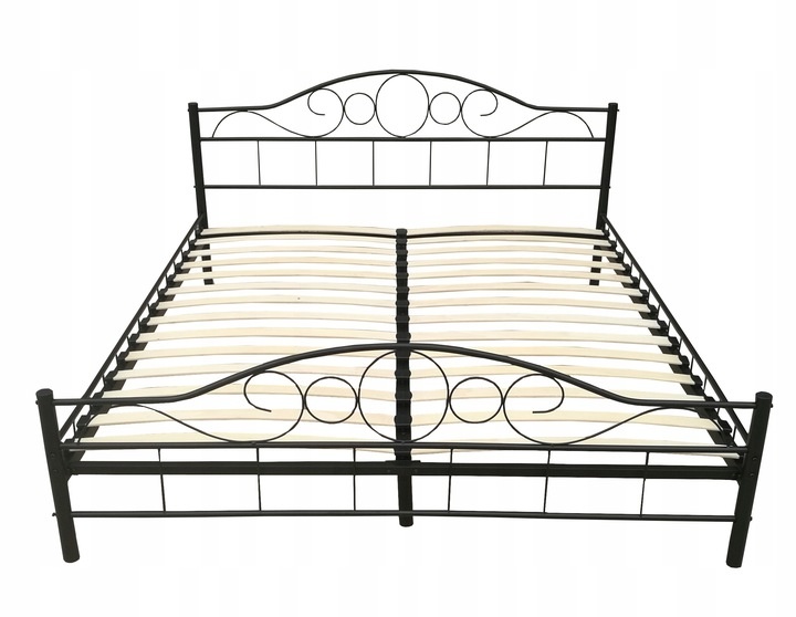 Metalen bedframe met lattenbodem- 120x200-versierd - zwart