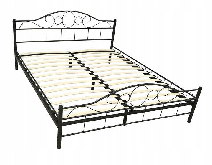 Metalen bedframe met lattenbodem- 120x200-versierd - zwart