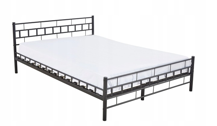 Metalen bedframe met lattenbodem- 120x200-versierd - zwart - stevig
