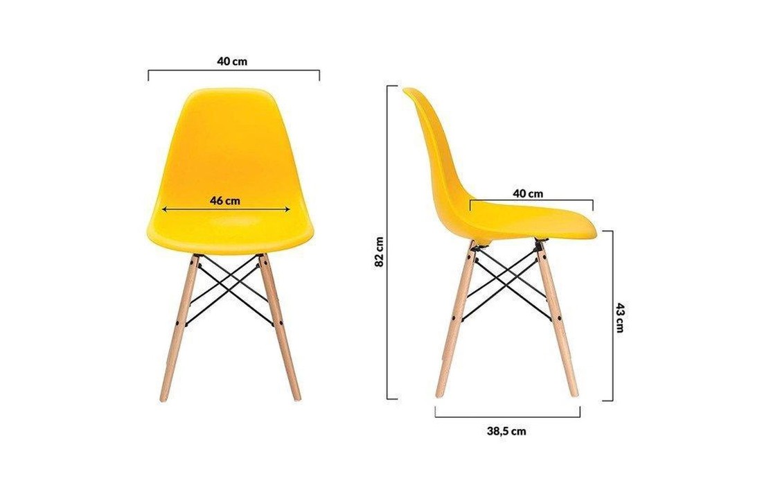 Milano design stoel - geel - 6 delige set - keuken - huiskamer