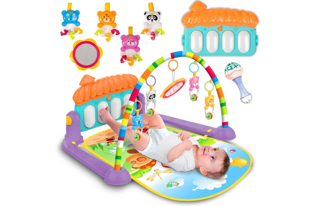 Babygym interactieve mat XXL met piano – Paddestoel