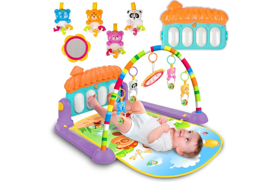 Babygym interactieve mat XXL met piano – Paddestoel