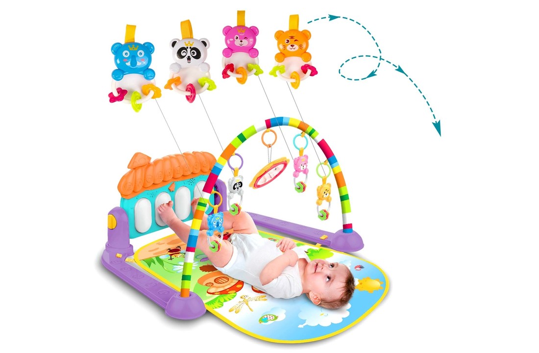 Babygym interactieve mat XXL met piano – Paddestoel