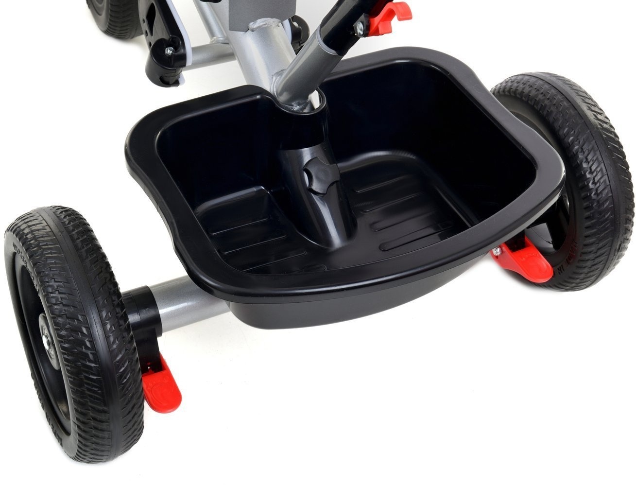 Driewieler - fiets - met duwstang en zonnekap - grijs-zilver