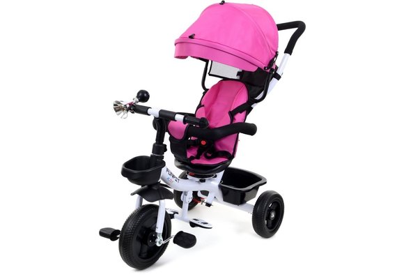 Driewieler - fiets - met duwstang en zonnekap - roze