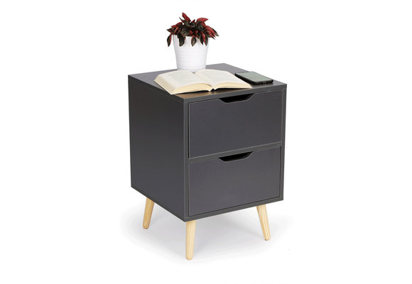 Nachtkastje antraciet - met 2 lades - 58x40x40 cm