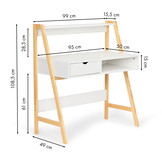 Klein bureau - met lade - 99x50x109 cm - met lade - wit