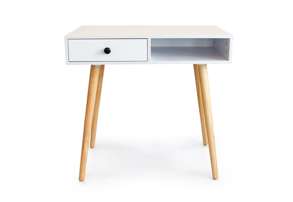 Klein bureau - Bijzettafel - met lade - 80x45x77 cm - wit